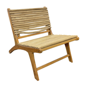 Fauteuil lounge teck massif et branches de bois flotté vernies - JESSIE