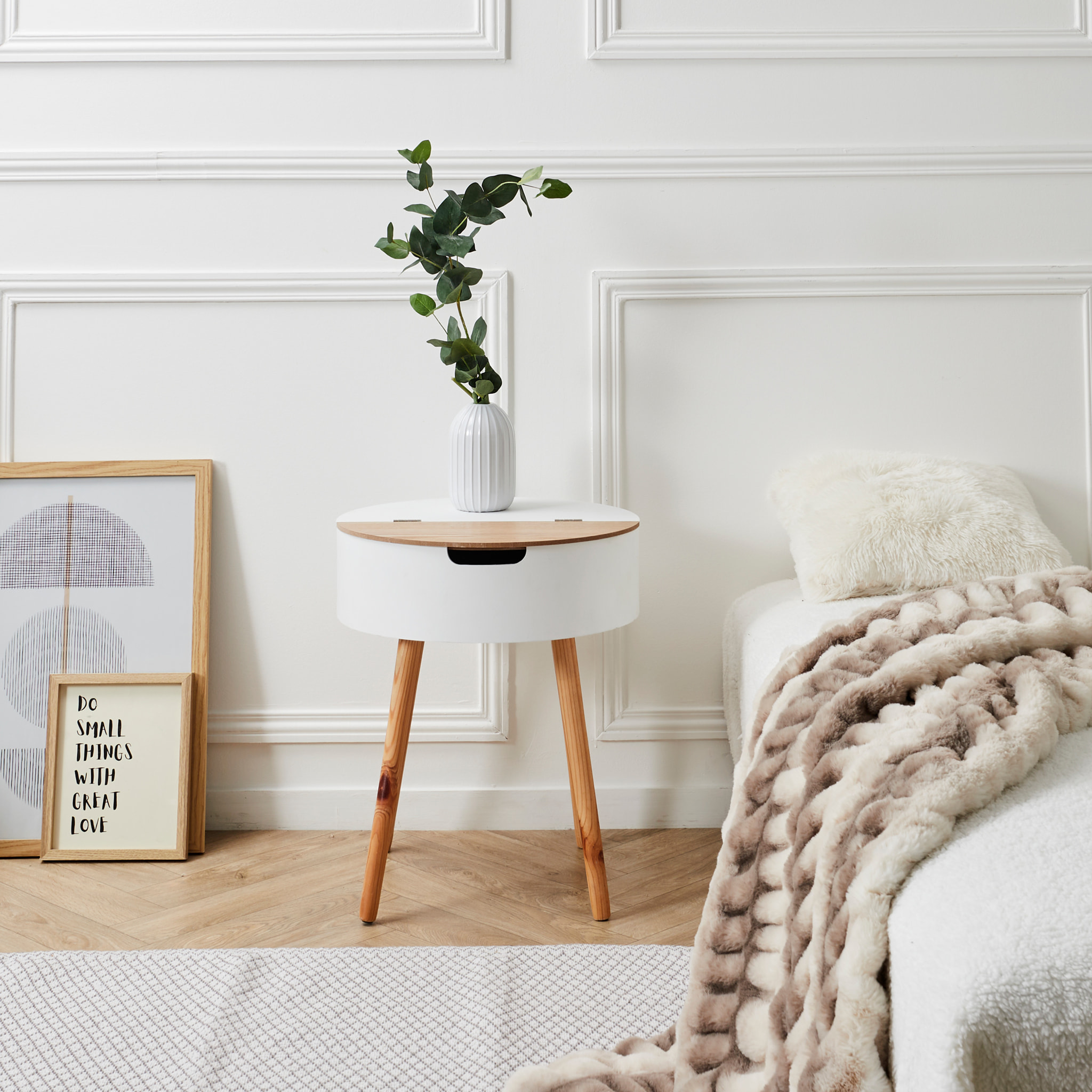 Table Coffre Blanc Bois