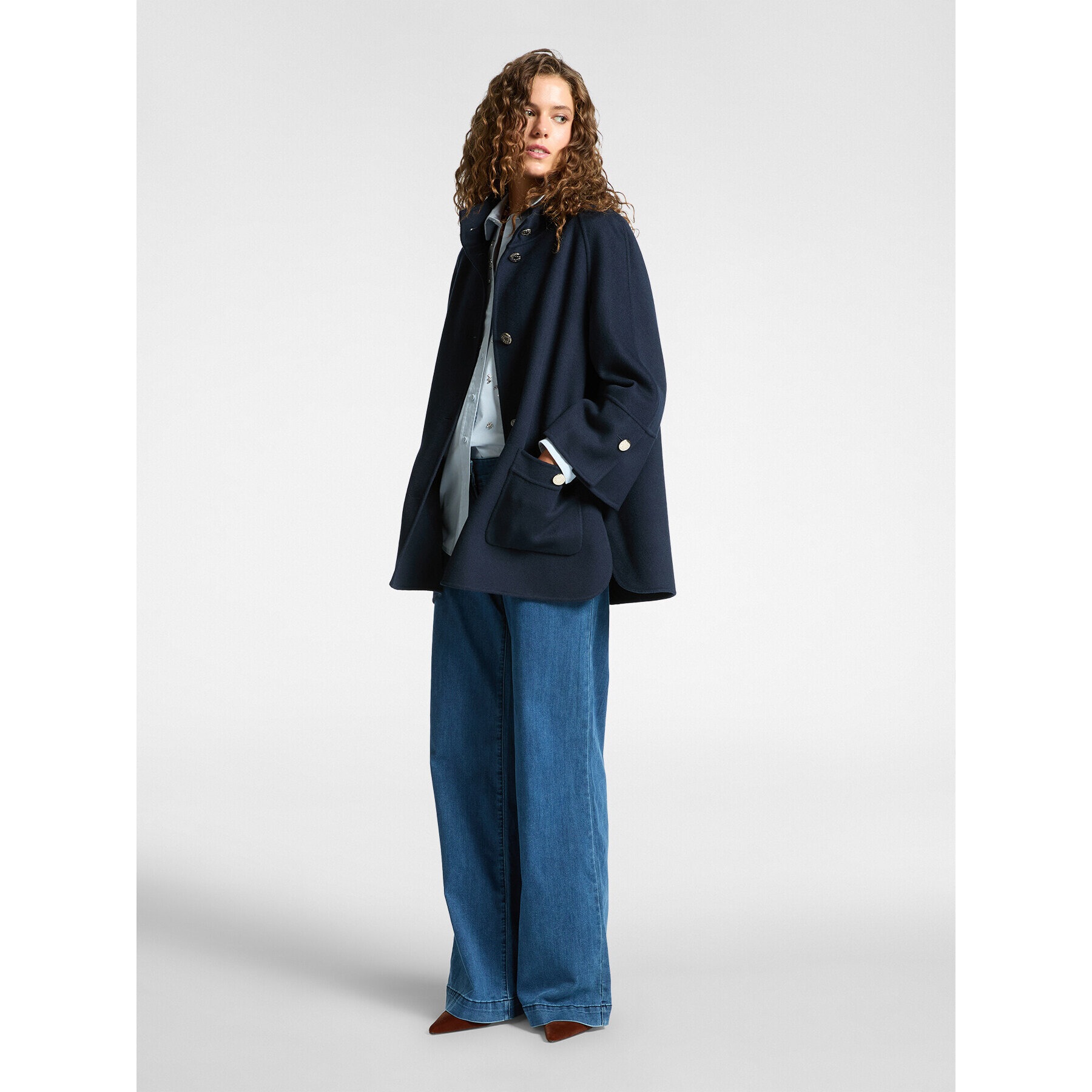 Elena Mirò - Cappotto corto in tessuto double - Blu