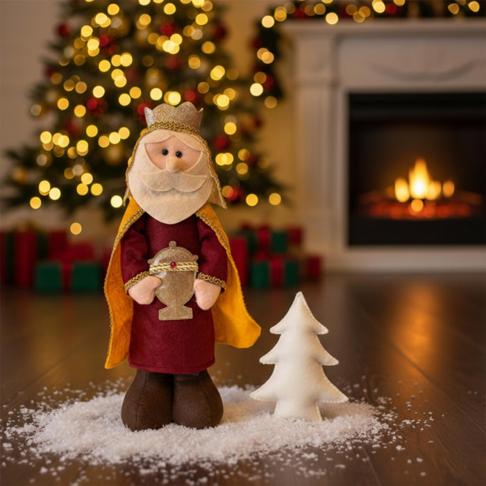 Set de los 3 reyes magos decorativos navideños de h.40cm - con base estable, figuras en poliéster