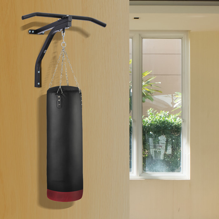 2 en 1 Barra de Dominadas para Pared Acero Soporte de Saco de Boxeo 93x47x51 cm