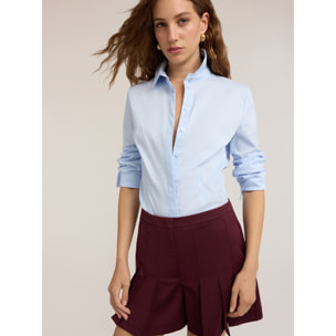 Motivi - Camicia in popeline con bottoni nascosti - Azzurro