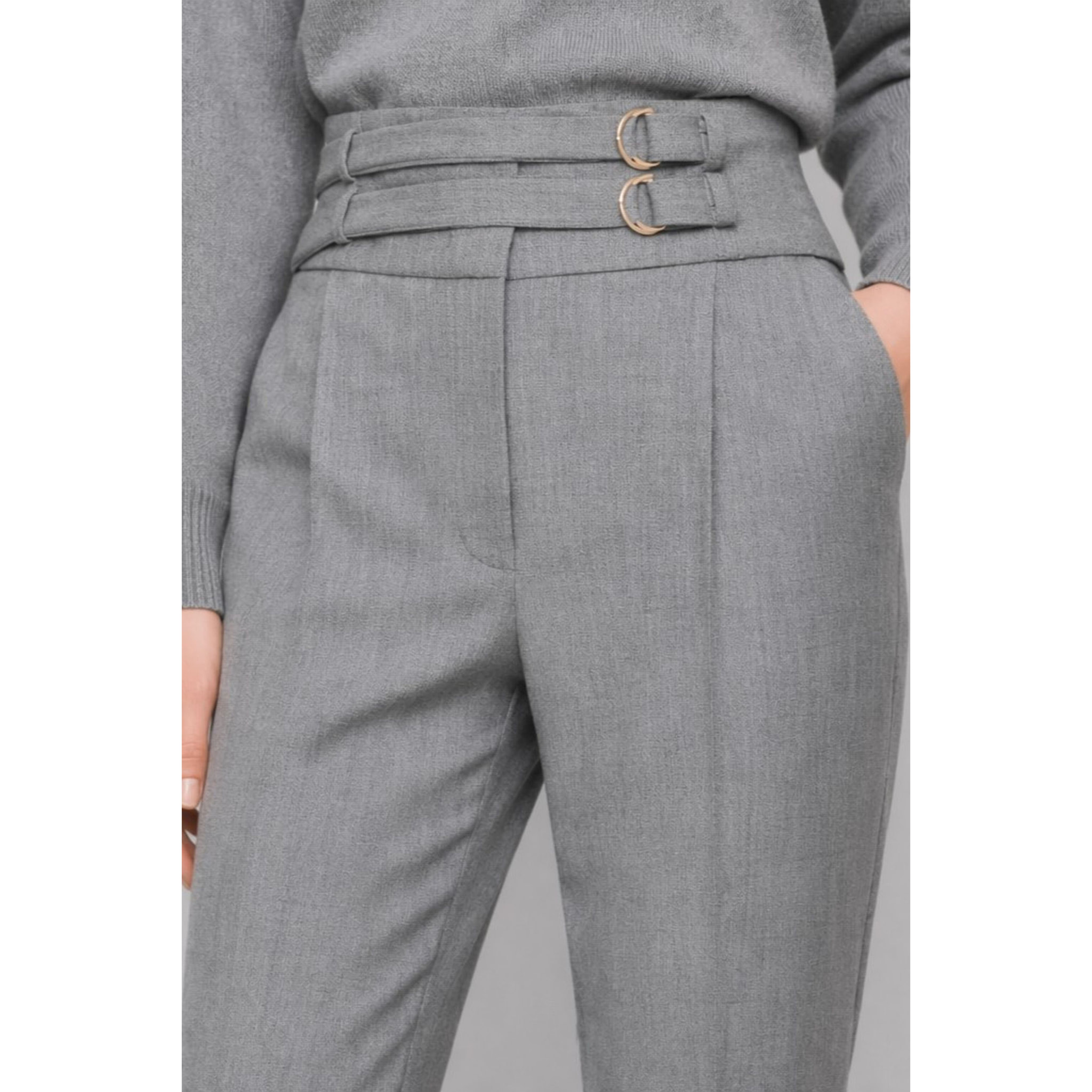 Kocca - Pantalone da donna a vita alta con fibbie e taglio dritto Donna