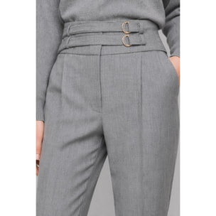 Kocca - Pantalone da donna a vita alta con fibbie e taglio dritto Donna