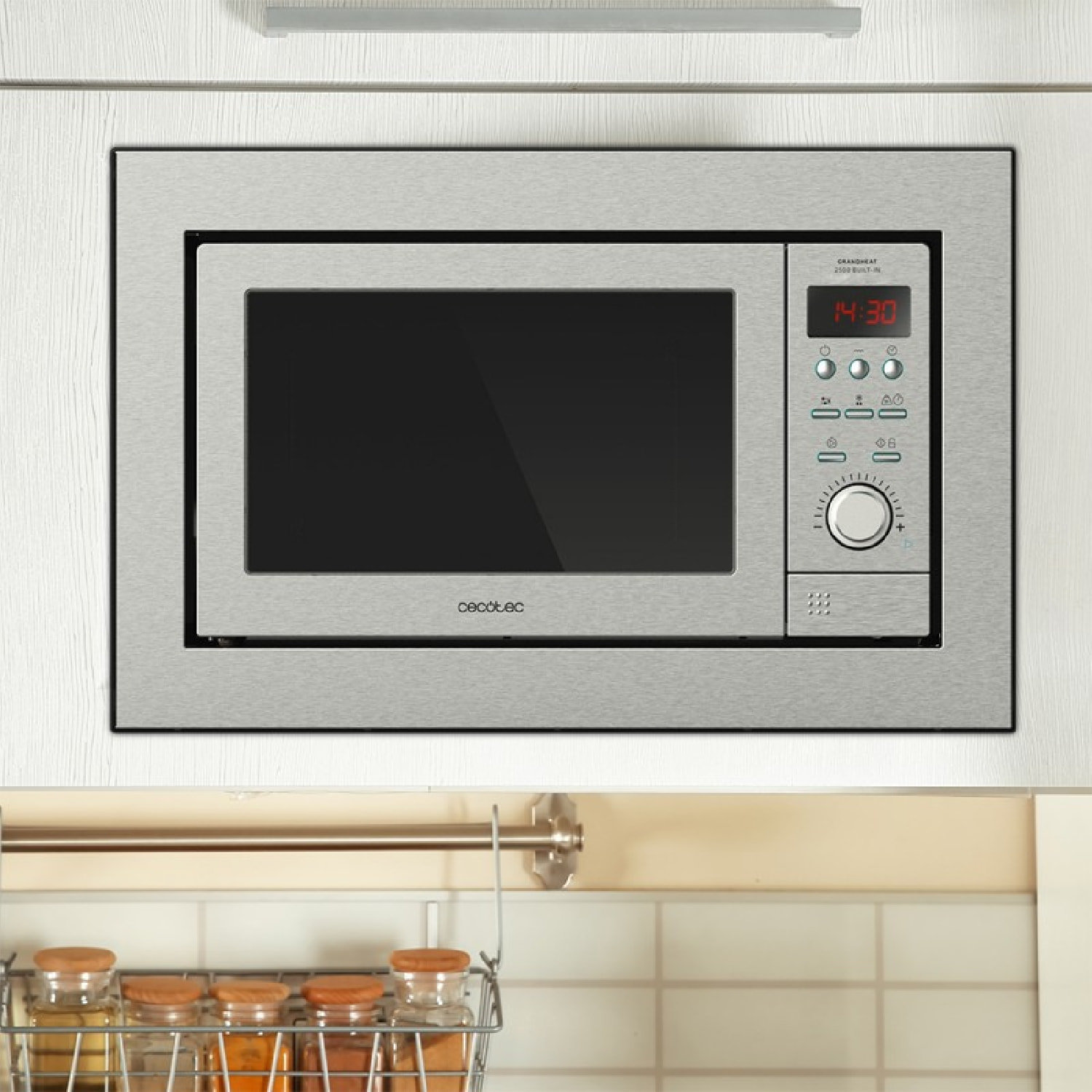 Microonde da incasso con piatto GrandHeat 2500 Built-in Steel Cecotec