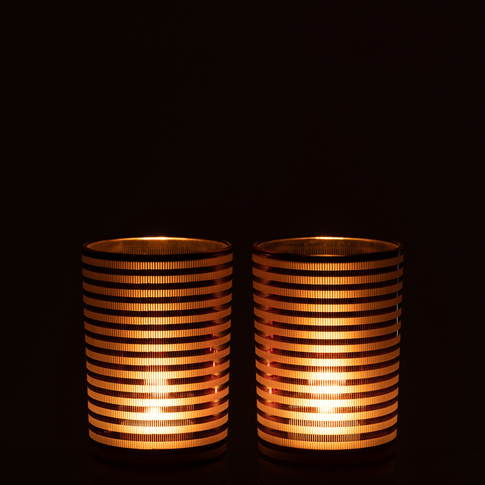 J-Line photophore Rayé - verre - brun - medium - 2 pcs