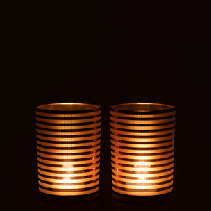 J-Line photophore Rayé - verre - brun - medium - 2 pcs