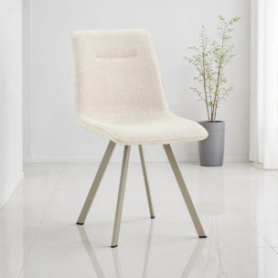 Lot de 4 chaises de salle à manger Tomasucci JESEFA', en tissu, beige, platine, 59 × 44 × 88 cm