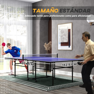 Mesa de Ping-Pong Plegable Mesa de Tenis de Mesa Profesional con 4 Ruedas Red 2 Palas y 3 Pelotas para Interior y Exterior 274x152,5x75,5 cm Azul