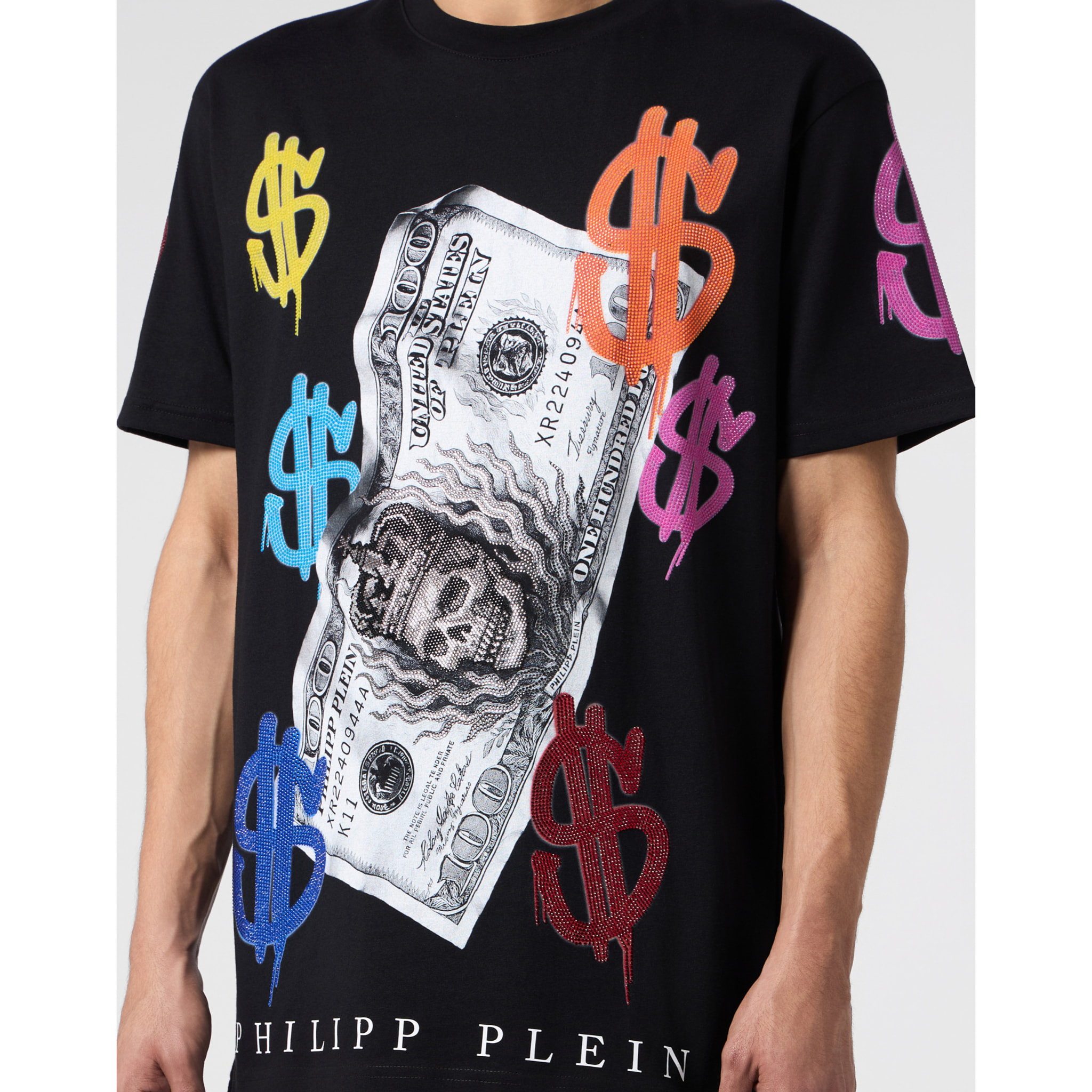 PHILIPP PLEIN Camiseta de cuello redondo y manga corta LOGO