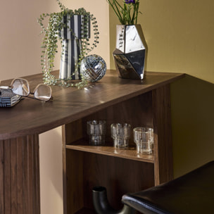 Table bar, table haute de cuisine décor bois avec rangements WALLIS