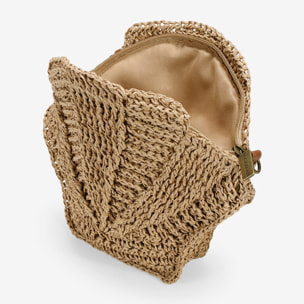 Bolso bandolera concha marrón en rafia