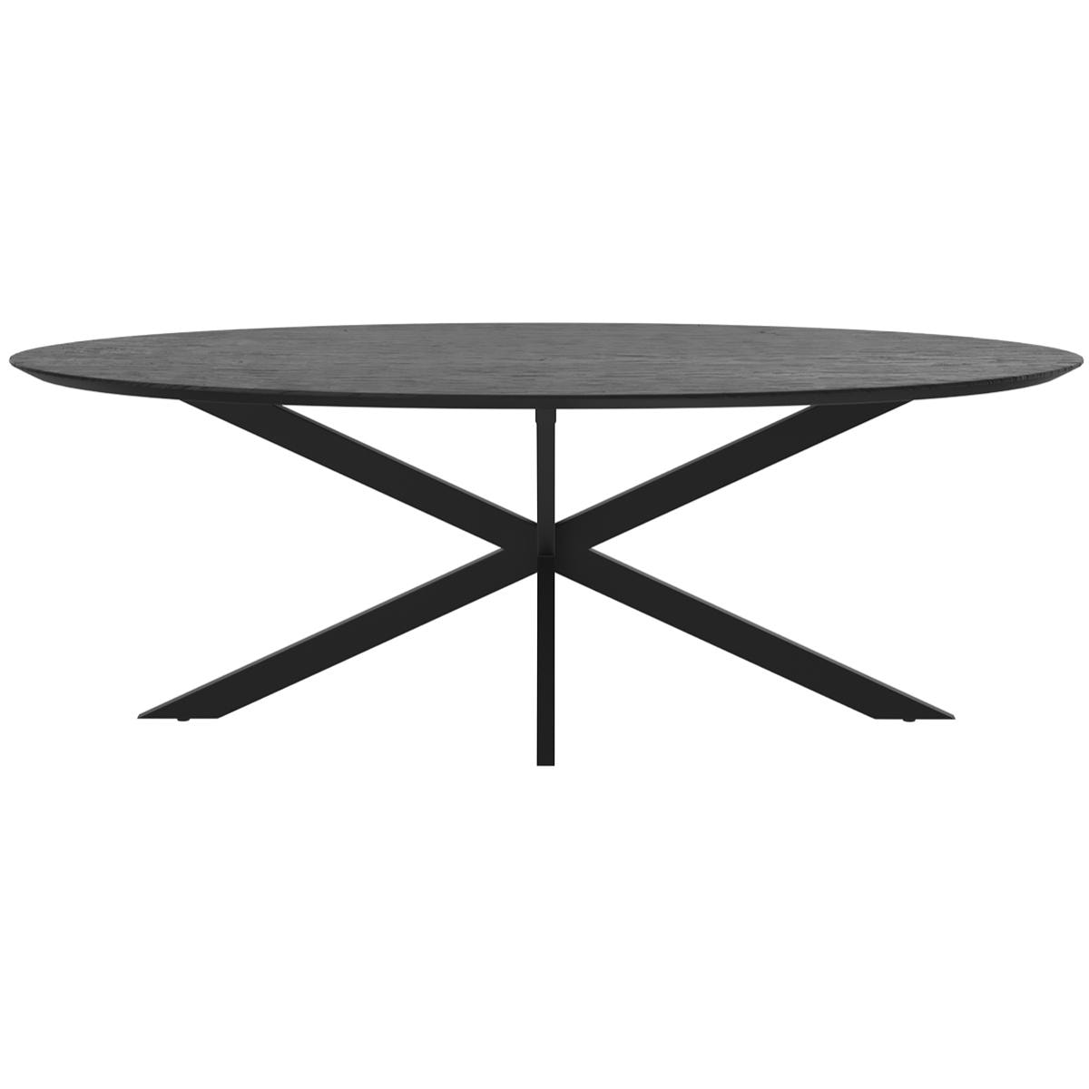 Table ovale Sparo 8 personnes en bois de teck recyclé noir 220 cm