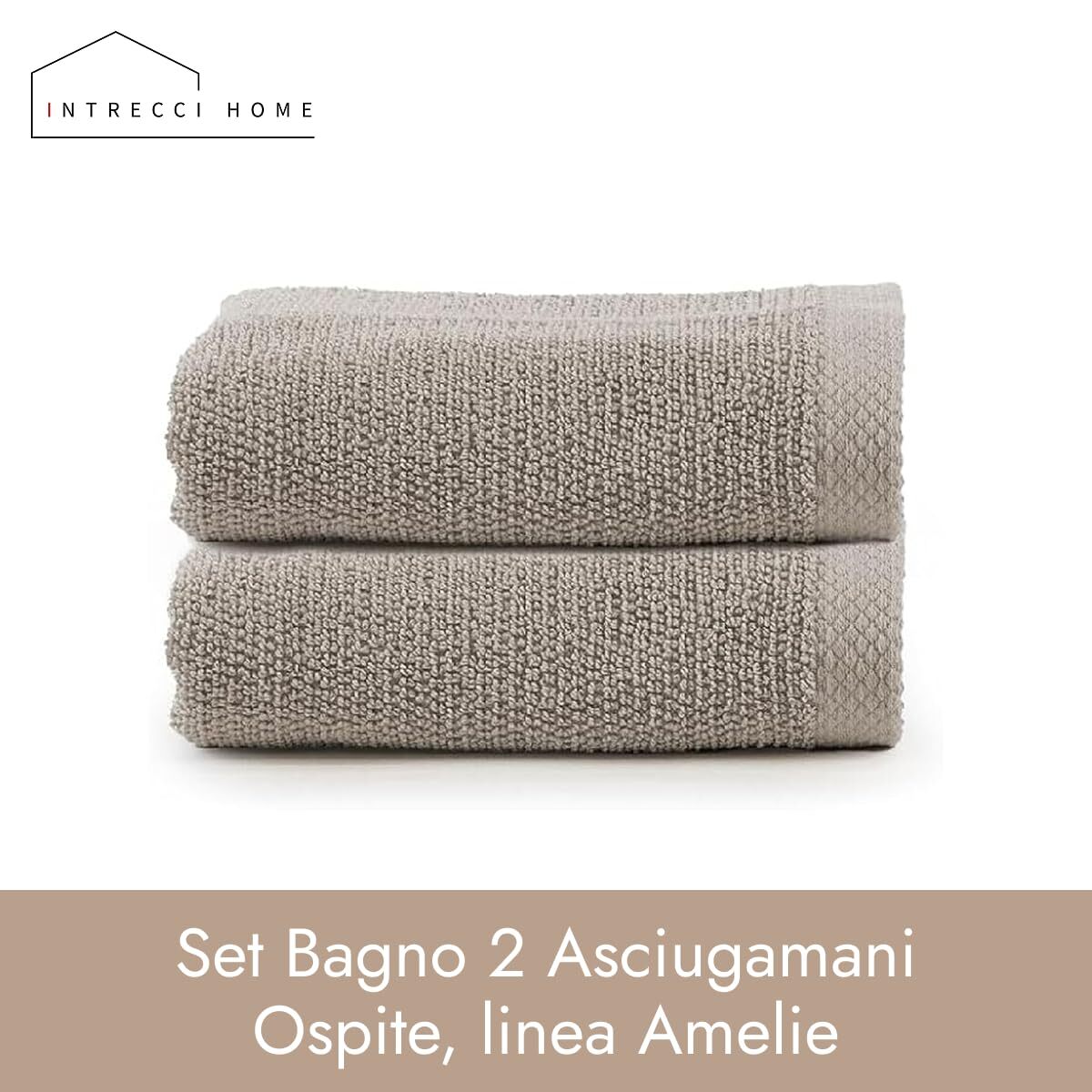 INTRECCI HOME Set Bagno 2 Asciugamani Ospite, in Puro Cotone 500 g,Morbidezza Extra, Assorbenza Superiore, Elegante e Durevole