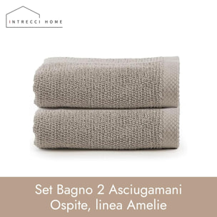 INTRECCI HOME Set Bagno 2 Asciugamani Ospite, in Puro Cotone 500 g,Morbidezza Extra, Assorbenza Superiore, Elegante e Durevole