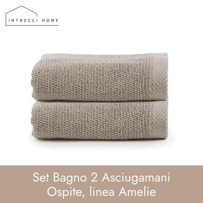 INTRECCI HOME Set Bagno 2 Asciugamani Ospite, in Puro Cotone 500 g,Morbidezza Extra, Assorbenza Superiore, Elegante e Durevole