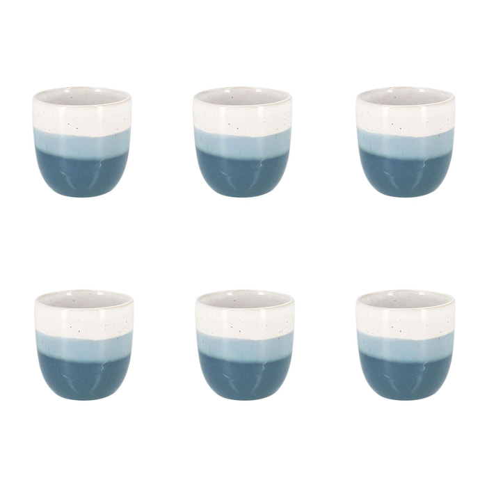 Lot de 6 tasses expresso bleus en grès 11cl RIGA