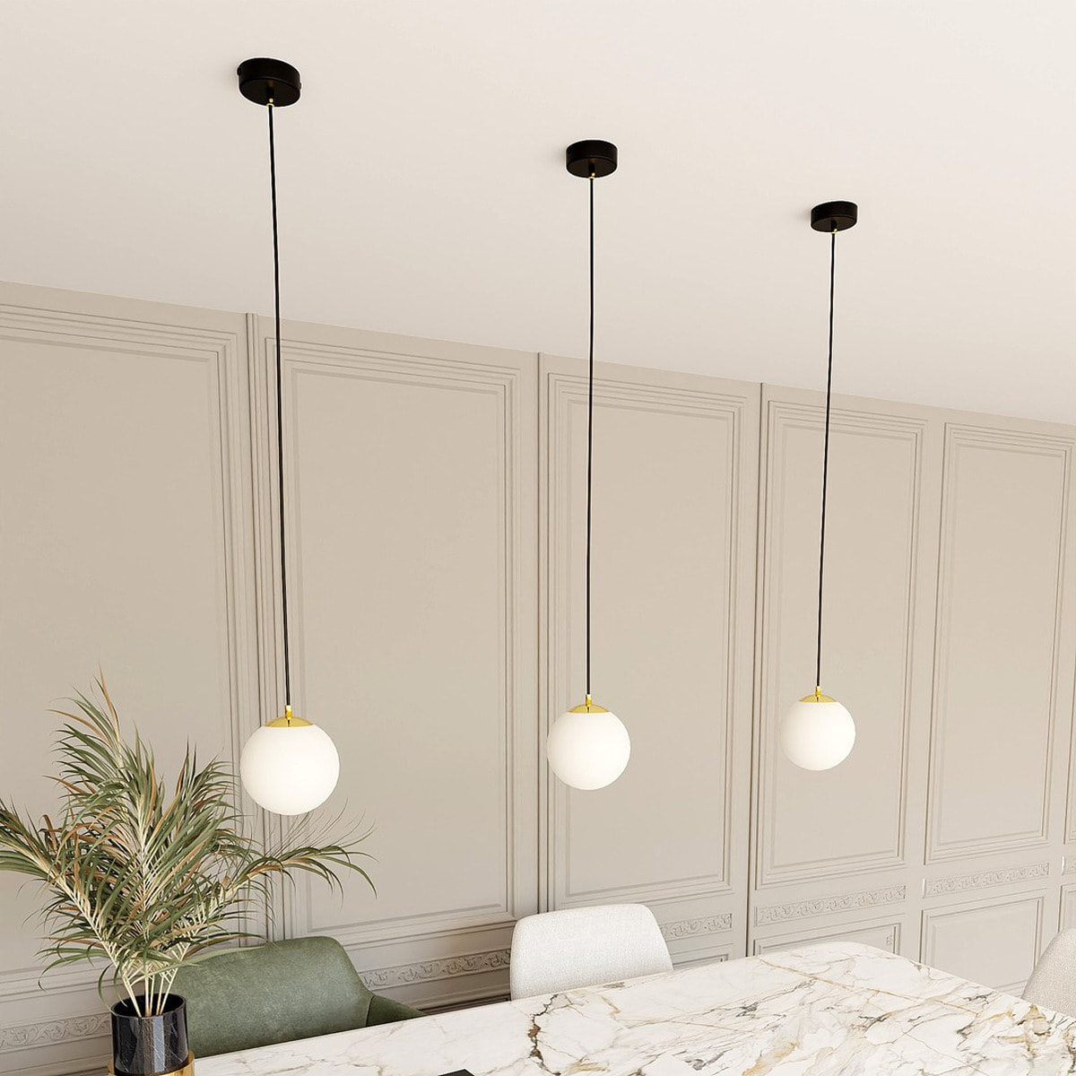 Lampada a sospensione ROYAL in acciaio nero e vetro