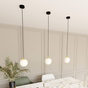 Lampada a sospensione ROYAL in acciaio nero e vetro