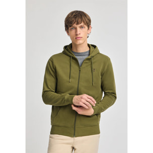 Sudadera verde con capucha y cremallera con logo Rigby Go