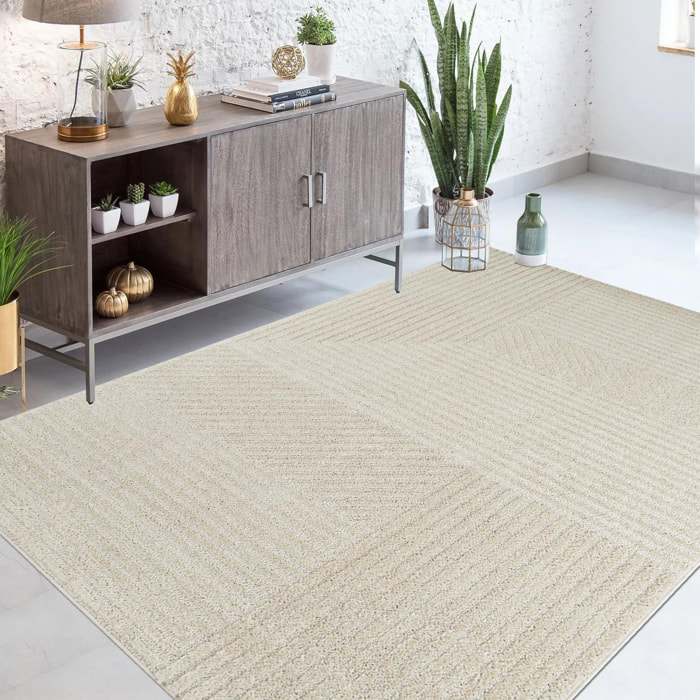 Tapis salon et chambre tissé motif géométrique MIVU