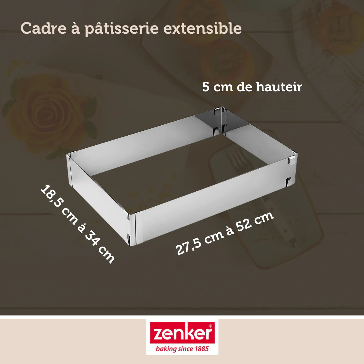 Cadre à gâteau réglable 27 à 52 cm Zenker Smart Pastry