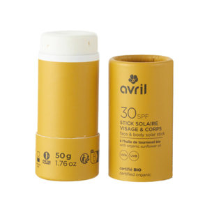 Stick Solaire Certifié Bio - Stick Solaire SPF30 Visage et Corps