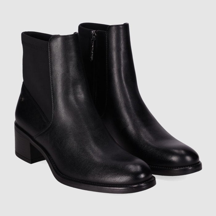Botines de Piel Sintética - Negro - Tacón: 5 cm
