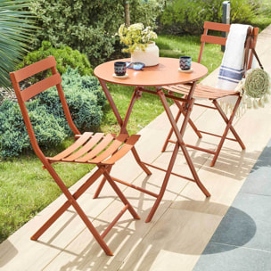 Table de jardin pliante ronde "Greensboro" ambre 2 places en acier traité époxy