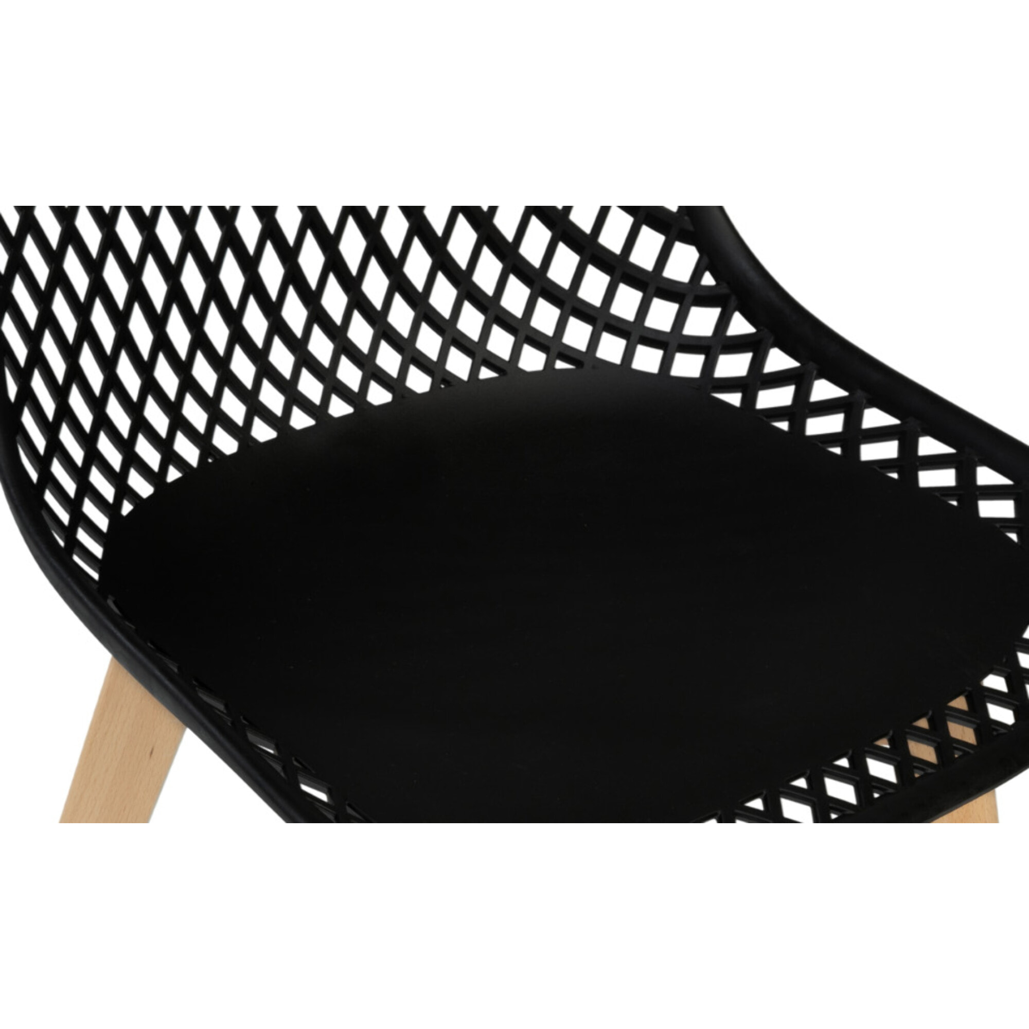 Chaises Maëlle assise ajourée et pieds bois - Mix color - Gris, noir, bleu, blanc