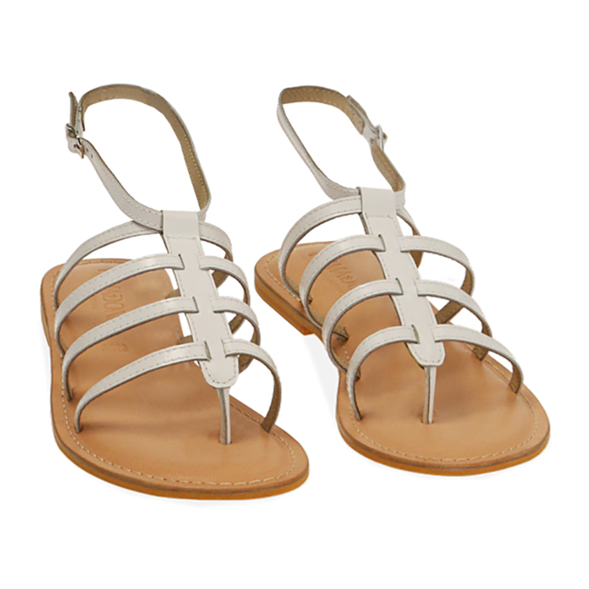 Sandalias planas de piel blancas