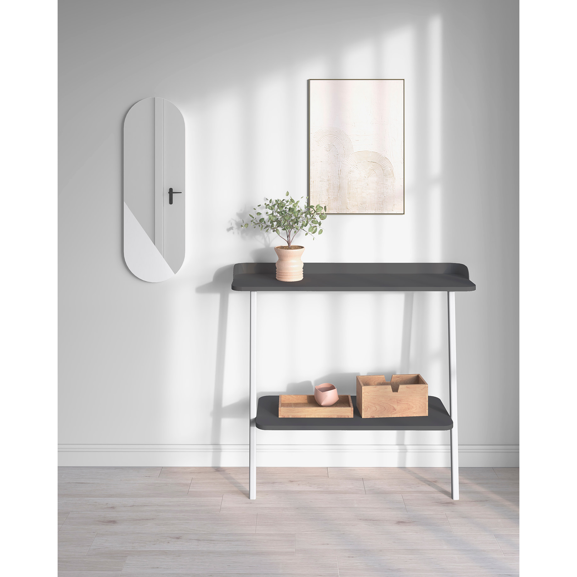 Espejo ovalado Aire haya blanco 90x30x2 cm