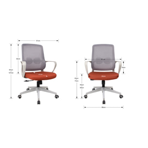 Silla de estudio Leah tela teja y gris 107x66x61 cm