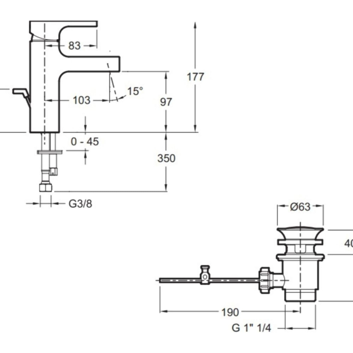 Mitigeur lavabo Strayt Taille M