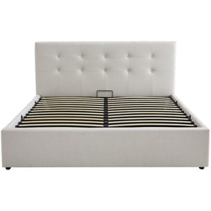 Lit coffre avec tête de lit en tissu - TINA