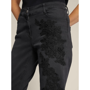 Elena Mirò - Jeans skinny neri ricamati cotone sostenibile - Nero