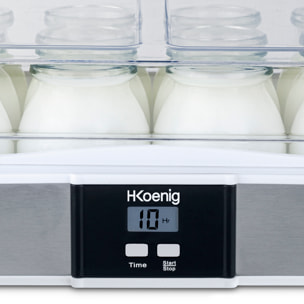 Yogurtera ELY120 H.Koenig 12 Envases, Pantalla LCD, 15 Horas de Preparacion, 21.5W