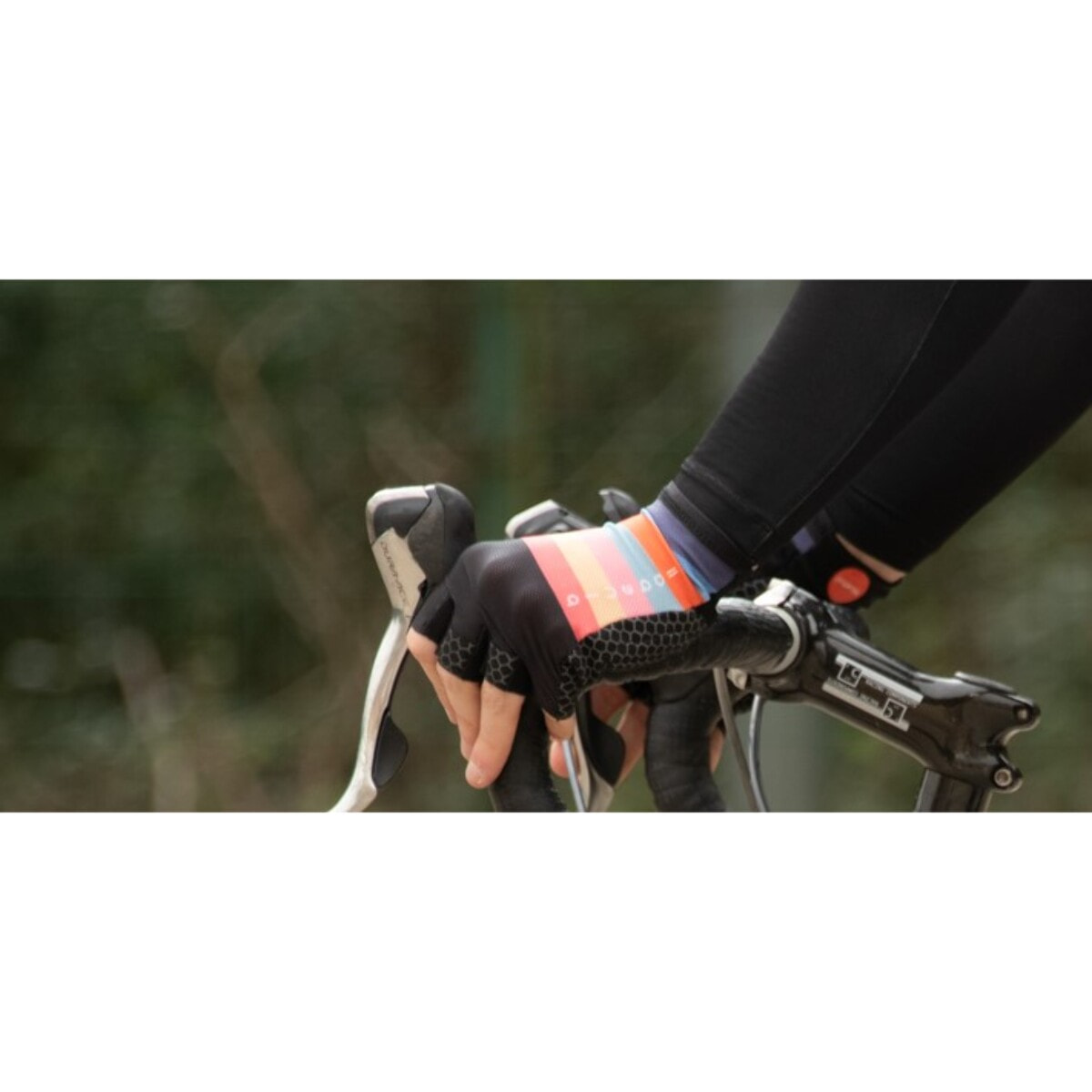 Guantes cortos de ciclismo unisex BLUEBALL Pavé Grip - Negro con arcoíris ancho