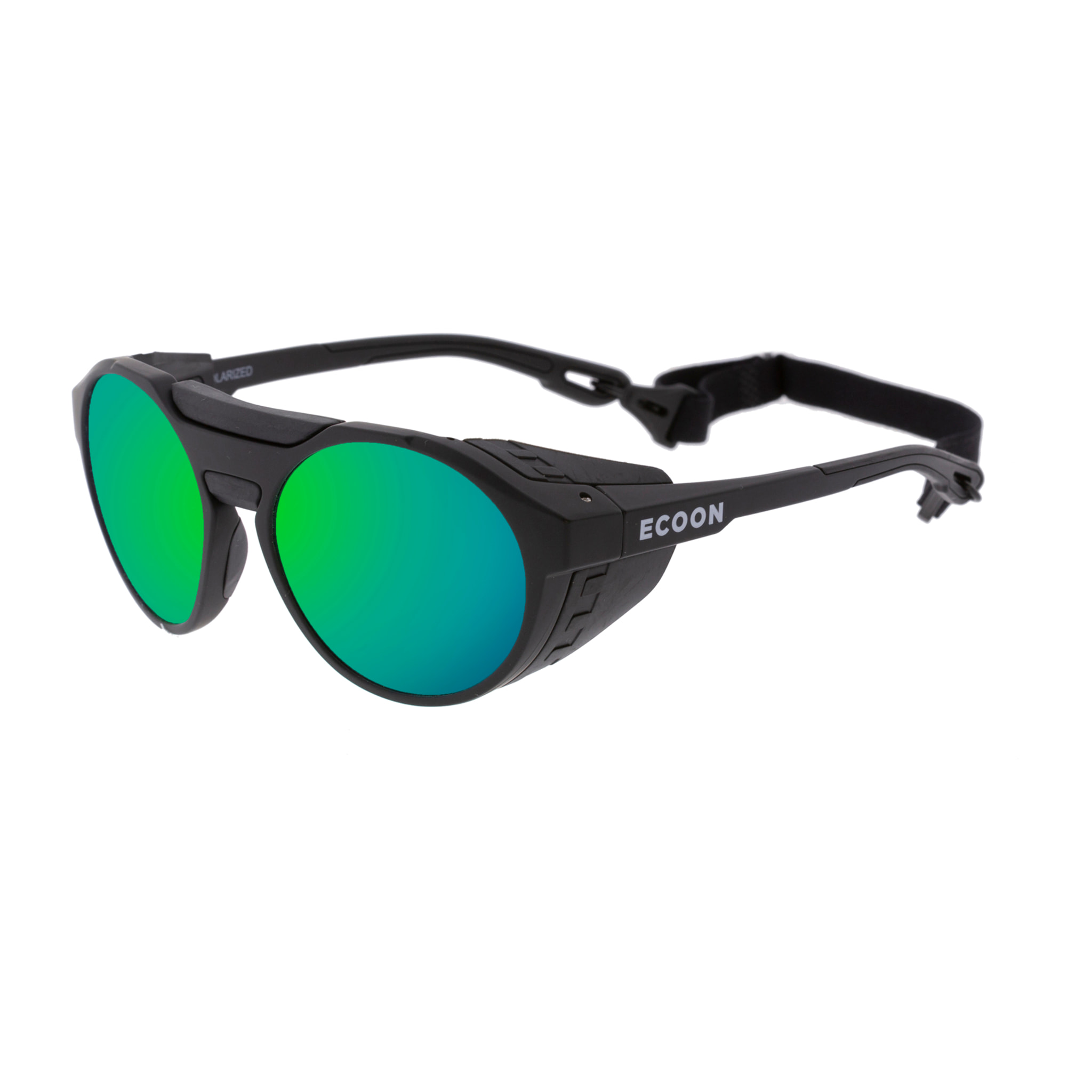 Gafas de sol de montaña ECOON modelo Mc Kinley en color Negro mate con lente revo verde