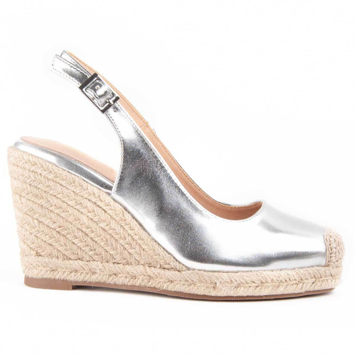 Alpargata De Cuña - Plateado - Altura: 8 Cm
