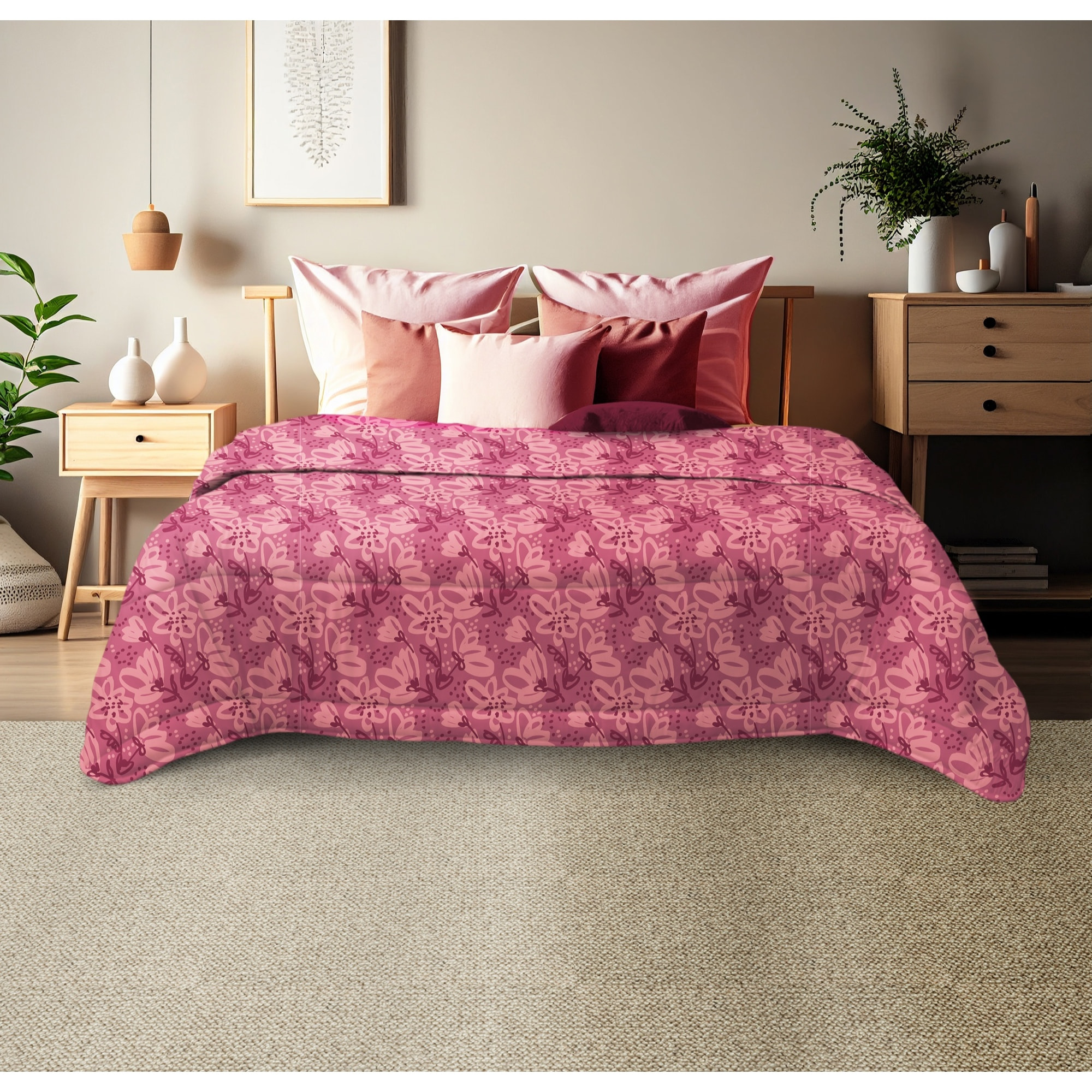 TRAPUNTA INVERNALE MATRIMONIALE FOLIAGE MALVA MADE IN ITALY