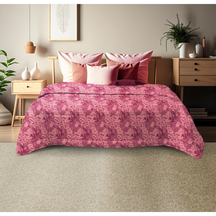 TRAPUNTA INVERNALE MATRIMONIALE FOLIAGE MALVA MADE IN ITALY