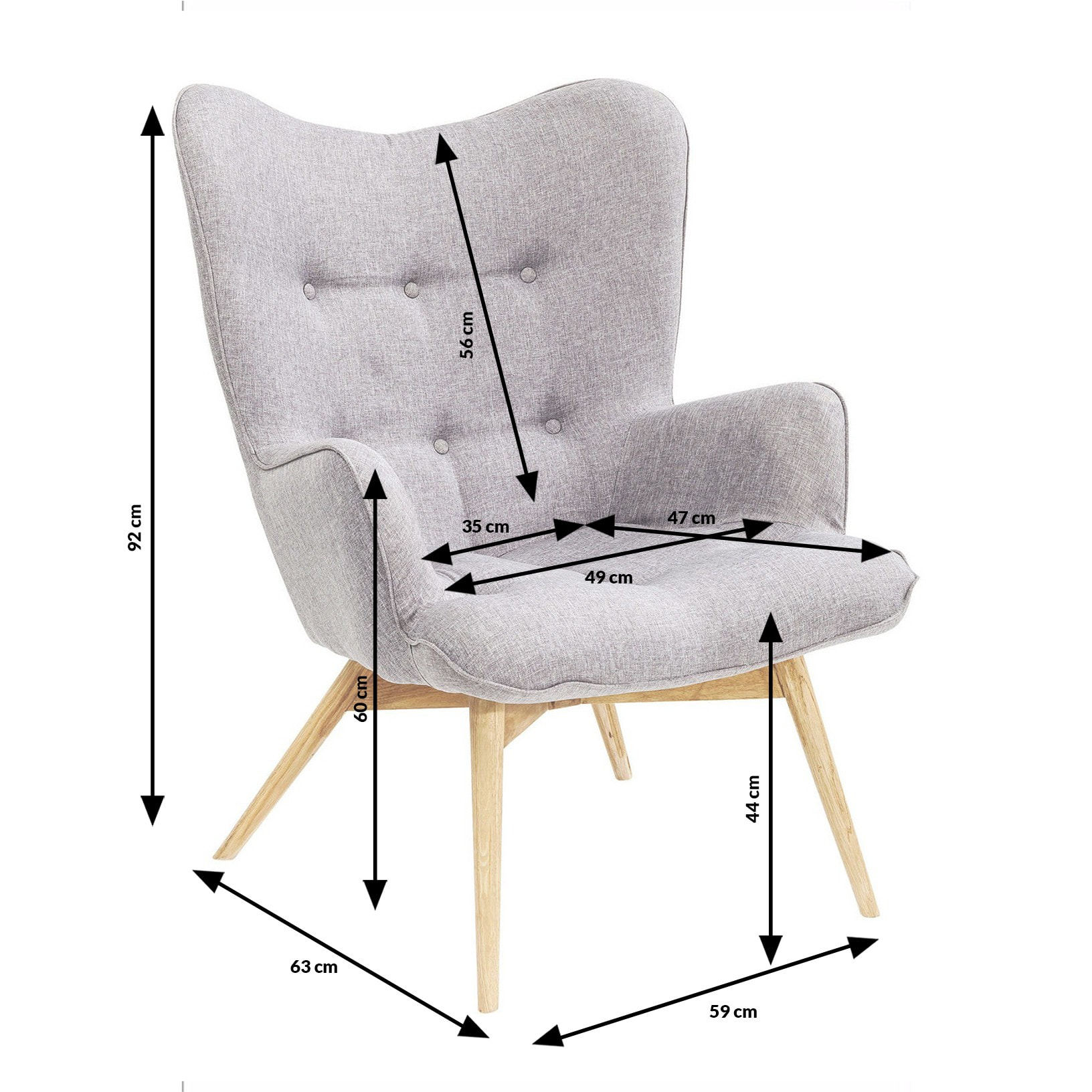 Fauteuil Vicky gris foncé Kare Design