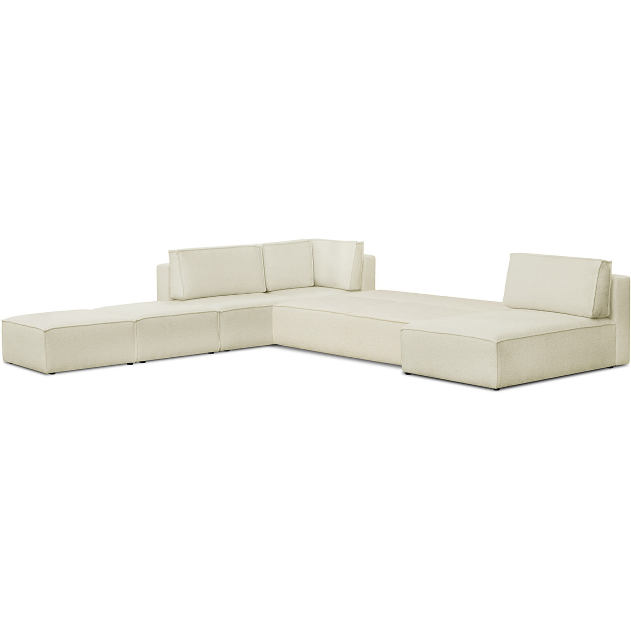 Canapé d'angle gauche convertible 8+2 places en tissu bouclé - HARPER MOD