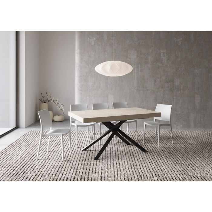 Mesa extensible 90x160/420 cm Karida cachemira patas antracita