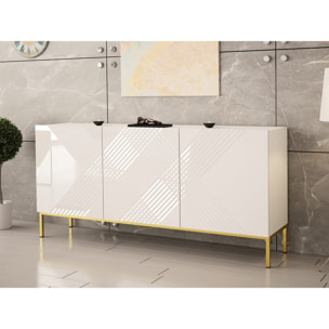 Celeste - buffet bas - 160 cm - style contemporain - Blanc / Doré