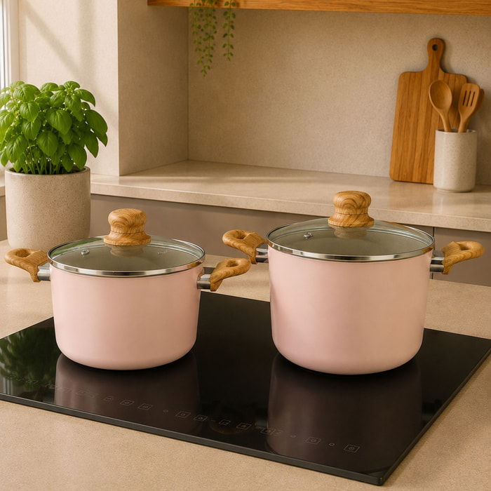 Faitout 24cm avec revêtement céramique rose - tous feux COLORAMA