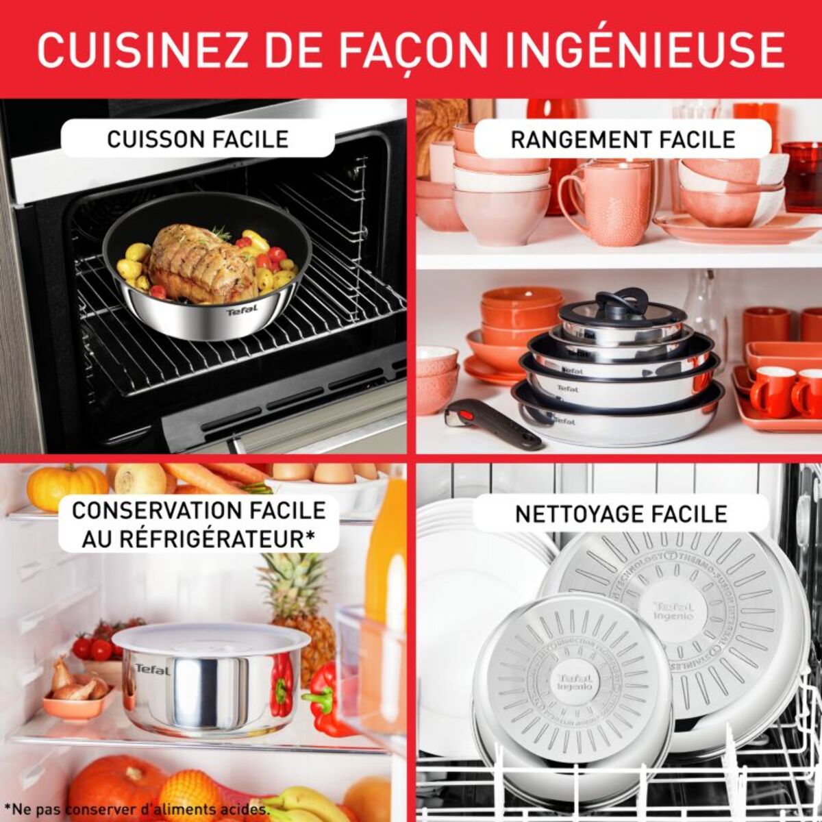 Batterie de cuisine TEFAL Ingenio Emotion 4pcs