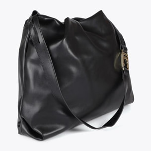 Borsa shopper effetto pelle con logo