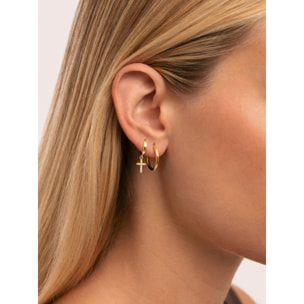 Pendiente Suelto Aro Penélope Plata Baño Oro